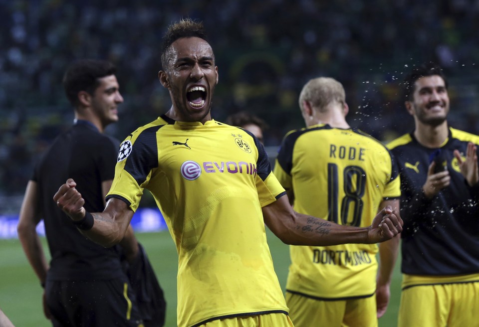 Pierre-Emerick Aubameyang celebrates Dortmund's win