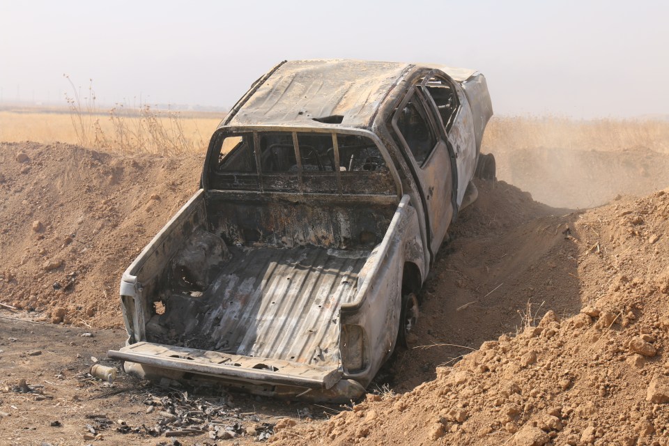 The ISIS fighters were killed while travelling in this pickup truck