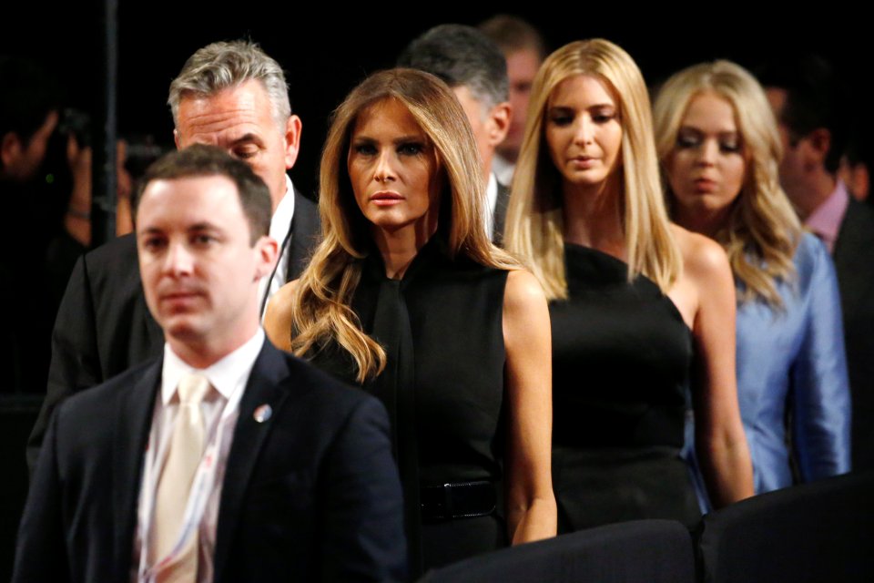 Melania Trump and daughters Ivanka and Tiffany attend Trump's third and final 2016 presidential campaign debate against Democratic U.S. presidential nominee Hillary Clinton at UNLV in Las Vegas, Nevada