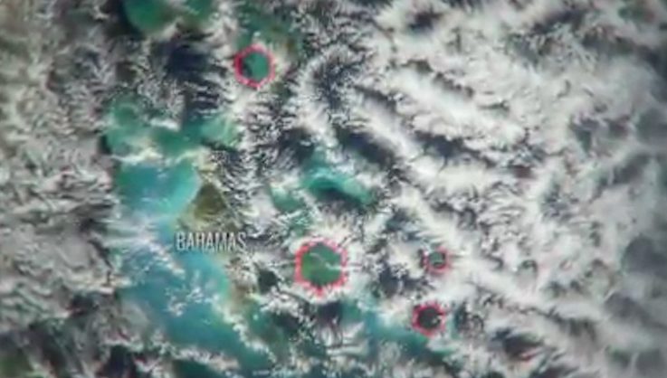 Pictured are the strange hexagonal clouds seen hovering above the Bermuda Triangle