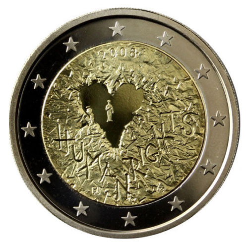 Finnish 2 euro ‘human rights’ coin from 2008 