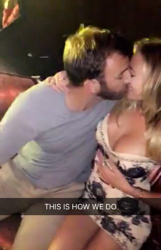  Dustin Johnson and his gorgeous fiancee embrace on a night out together