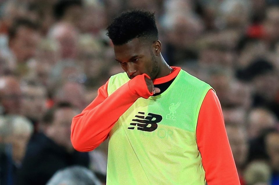 LIVERPOOL, ENGLAND - OCTOBER 22: Substitute Daniel Sturridge of Liverpool looks on from the bench during the Premier League match between Liverpool and West Bromwich Albion at Anfield on October 22, 2016 in Liverpool, England. (Photo by Jan Kruger/Getty Images)