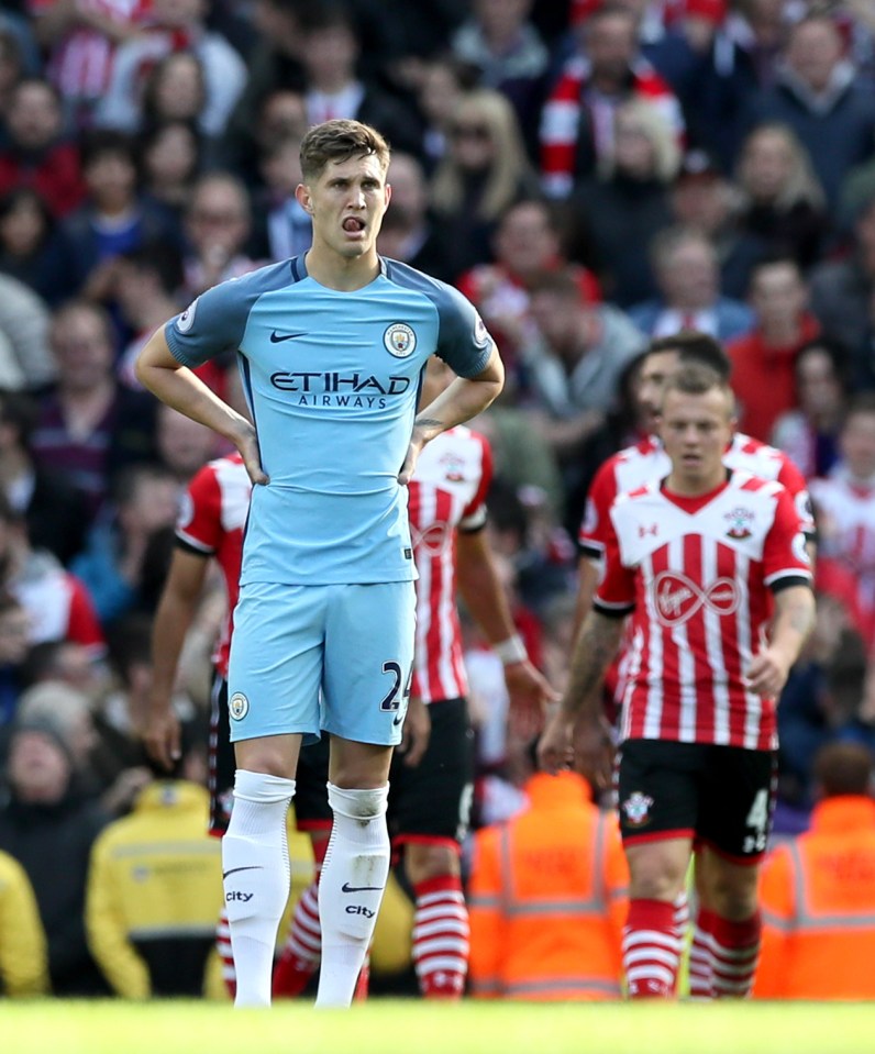 Stones in despair after his error gifted Southampton the lead through Redmond