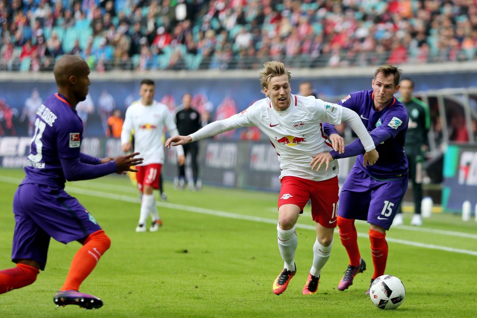  Swedish midfielder Emil Forsberg (centre) has impressed this season