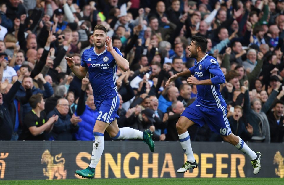  Gary Cahill put Chelsea two up on 21 minutes amid terrible United set piece defending