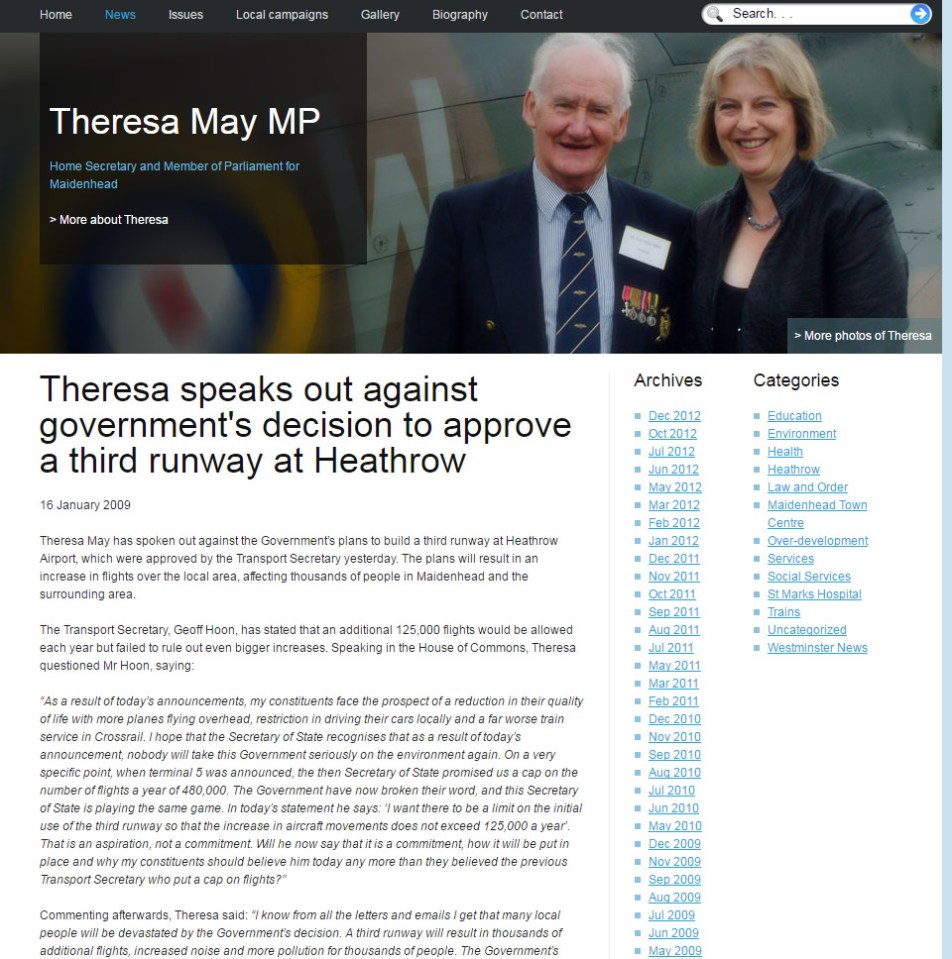 Theresa May MP blog