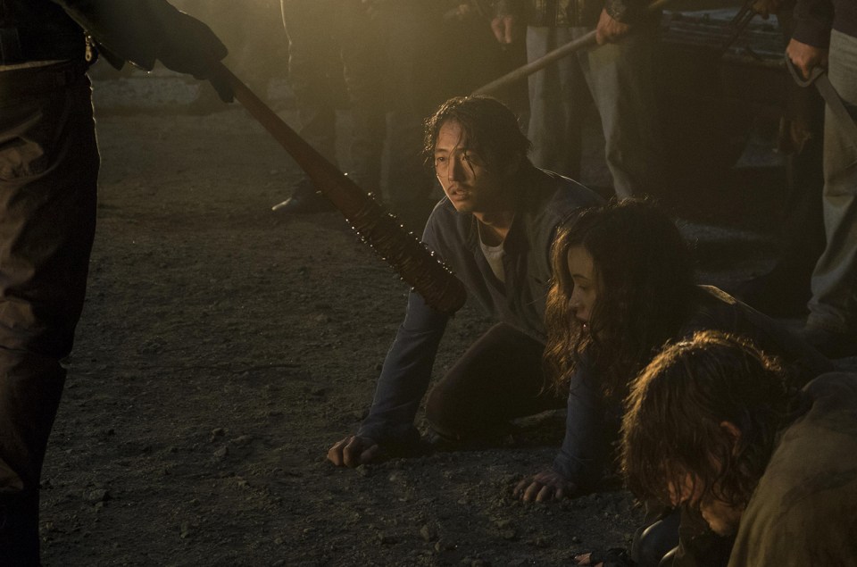  In the leaked video, Maggie is killed by Negan as her husband Glenn watches