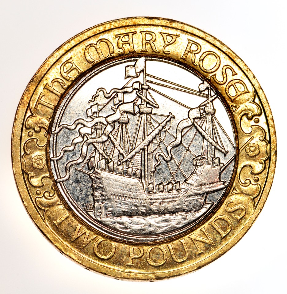  British £2 coin - 2011 - 500th Anniversary of the maiden voyage of the Mary Rose