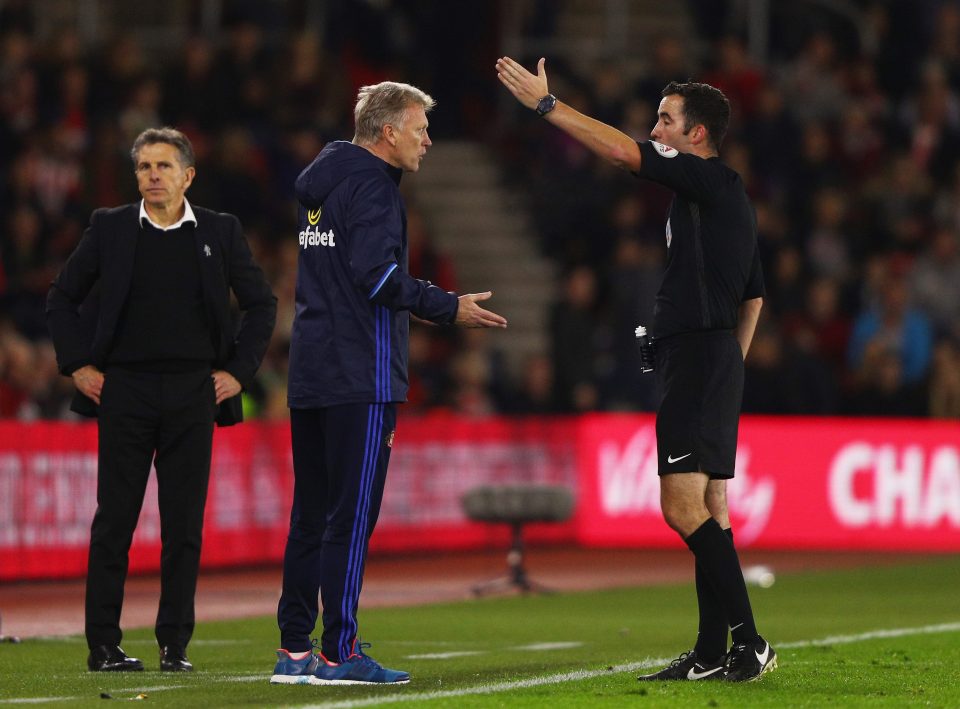  Moyes was sent to the stands at Southampton