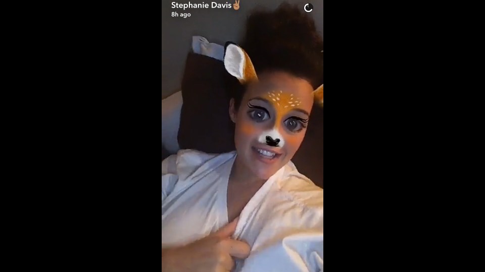 She was larking around on Snapchat last night