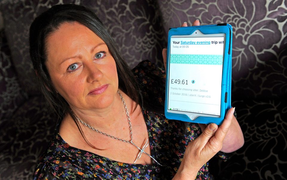  Debbie Wilkinson showing her Uber charge of nearly £50 for a 15-minute journey