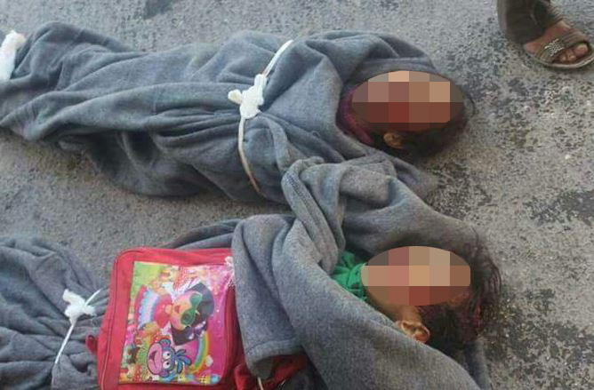  Dead children outside a bombed school