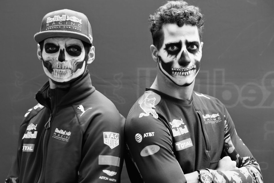 Max Verstappen and Daniel Ricciardo donned face-paint for Day of the Dead celebrations