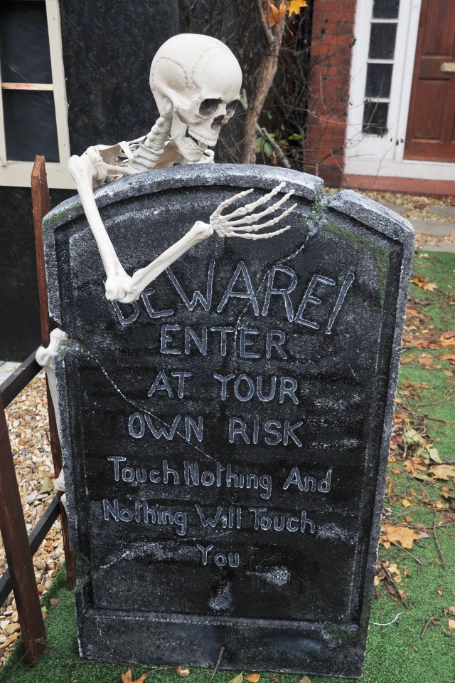 Visitors are warned to "beware" upon entering the spooky property