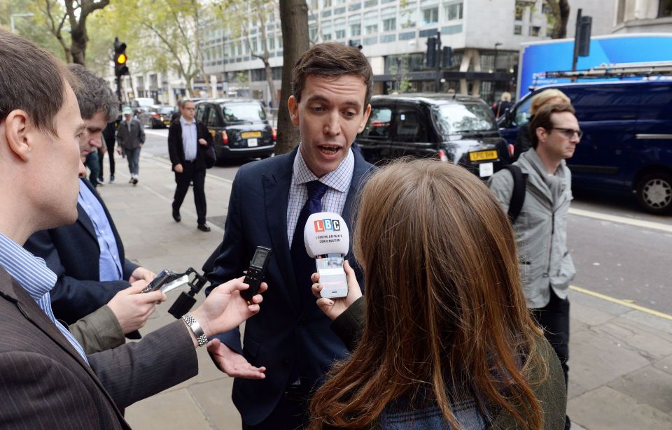 Employment lawyer Nigel MacKay speaks to the media after Uber lost a tribunal case