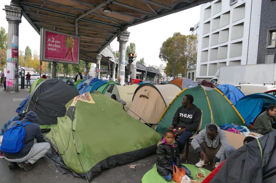  Groups of people have gathered in spots throughout Paris to form makeshift camps