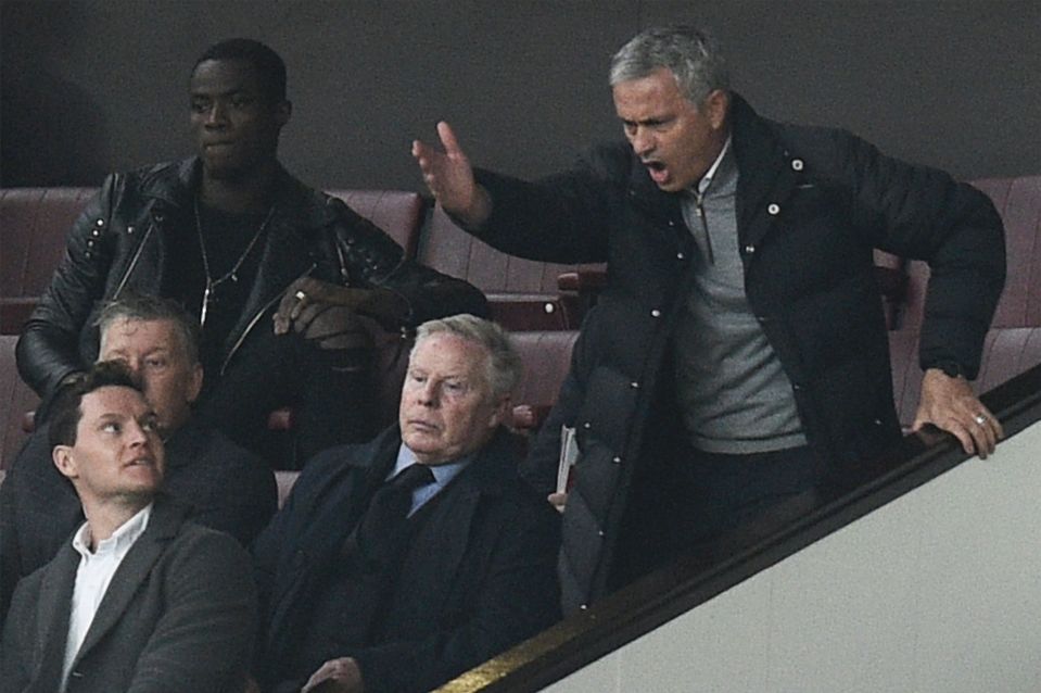 Jose Mourinho was sent to the stands during Manchester United's game with Burnley