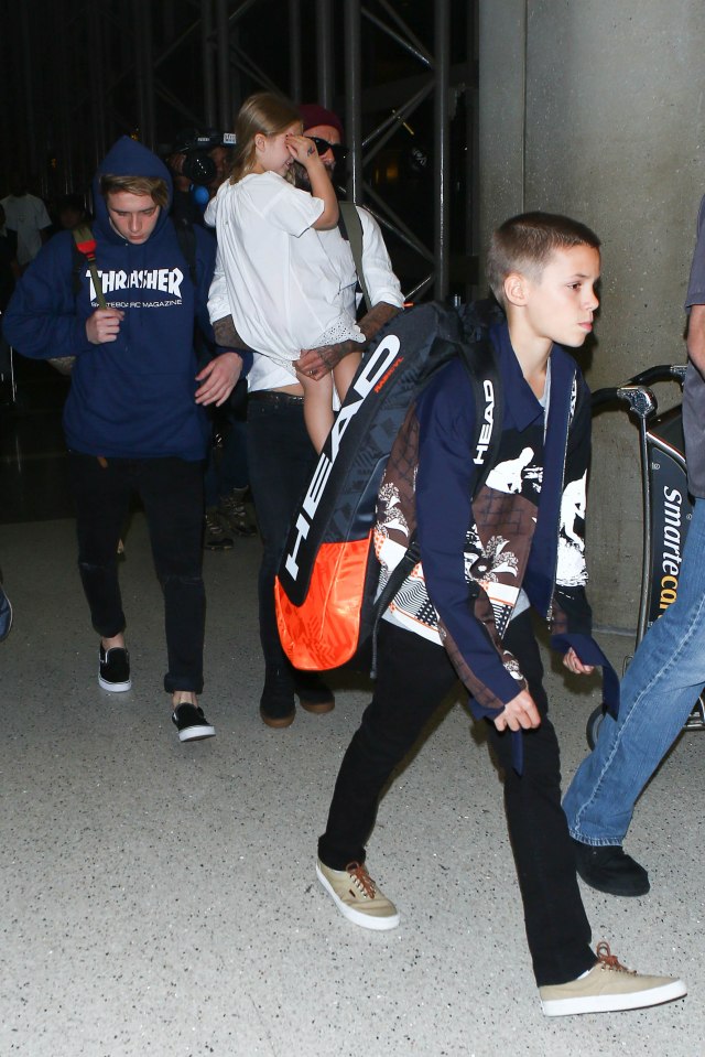 David Beckham and family are seen at LAX