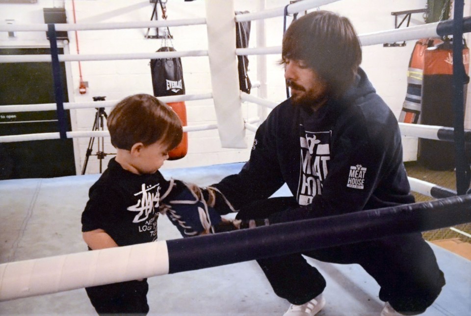  Late Mike Towell spends time with his son Rocco in the ring