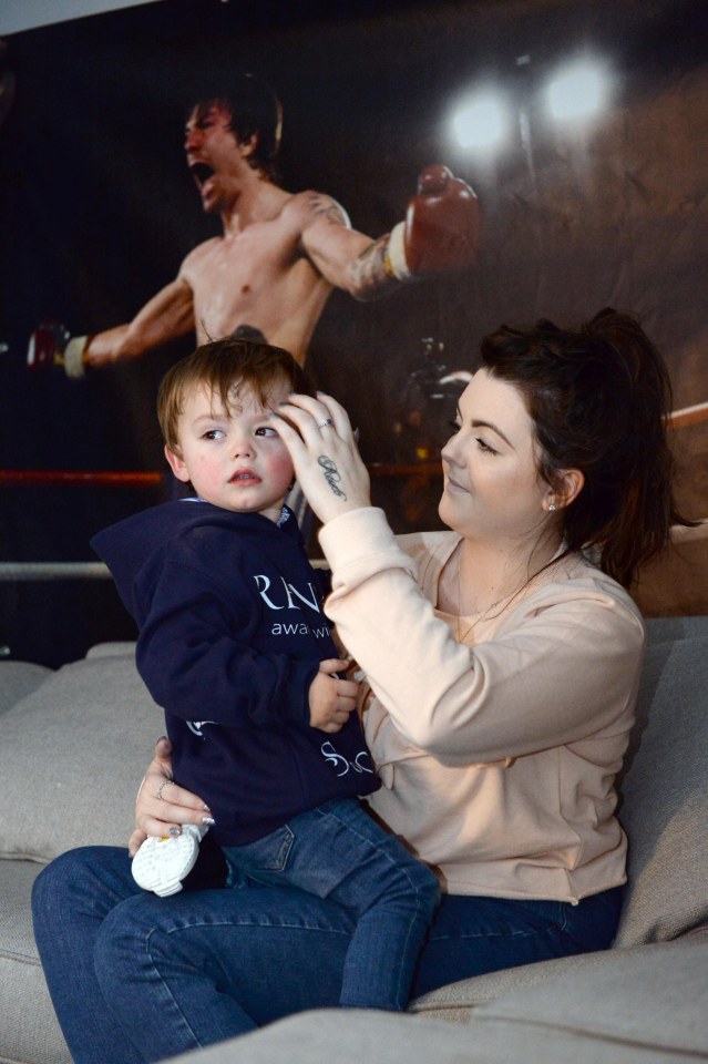  Mike Towell's partner Chloe Ross and son Rocco