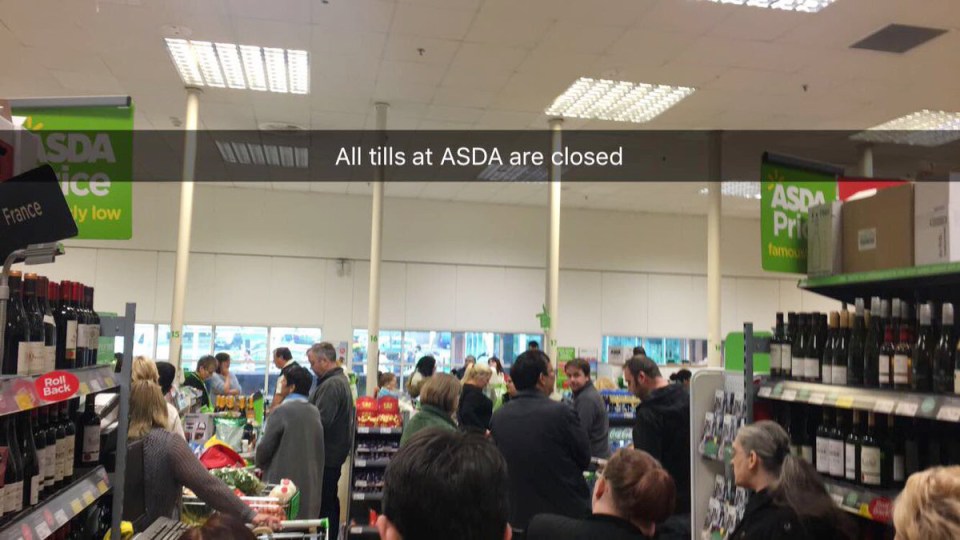  A snapchat user said all the tills at the ASDA shop in Lower Earley were closed