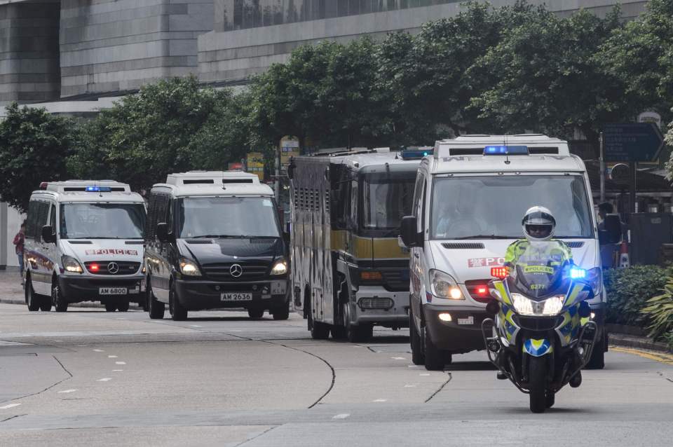  A prison van takes Jutting to court in Hong Kong