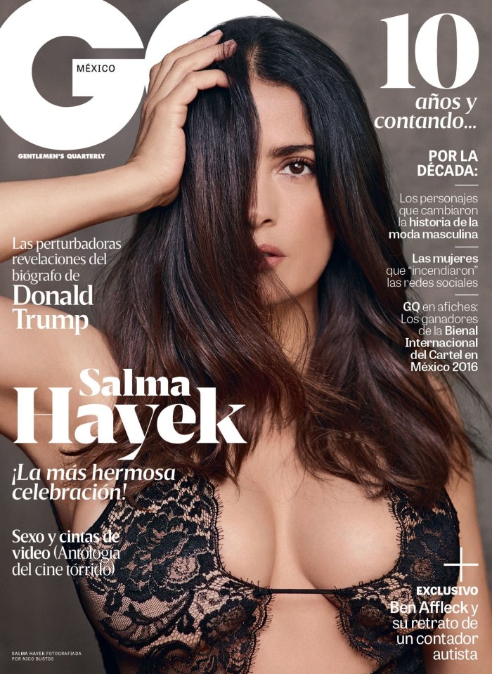 At 50 Salma Hayek stunned in just a bra for GQ Mexico's 10th anniversary cover