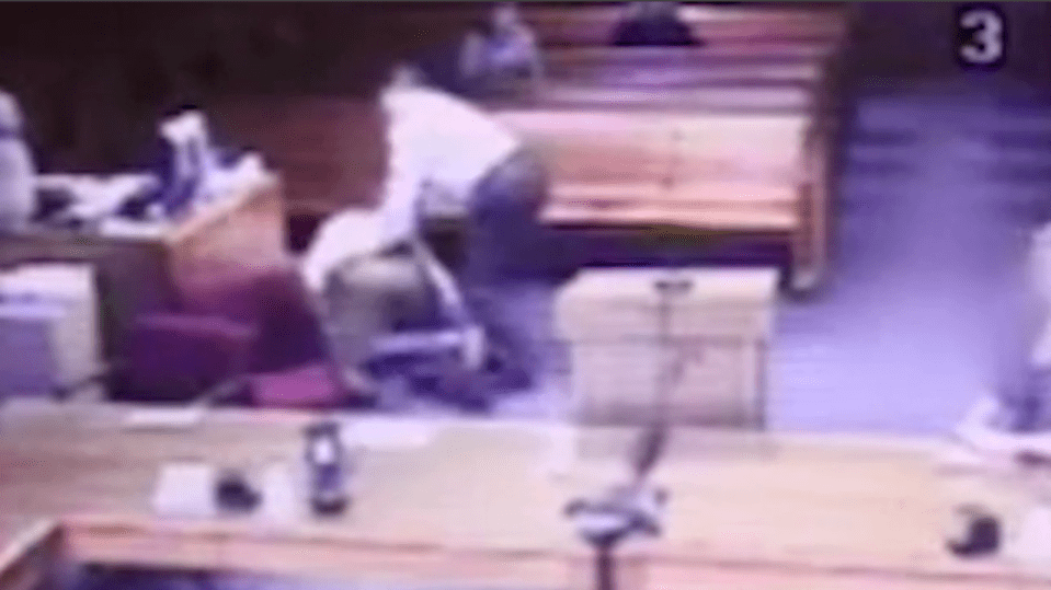  A judge took the law into his own hands in a court room when a man got out of control