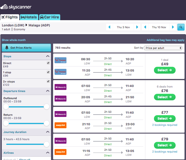  Skyscanner was able to find a cheaper flight than Google