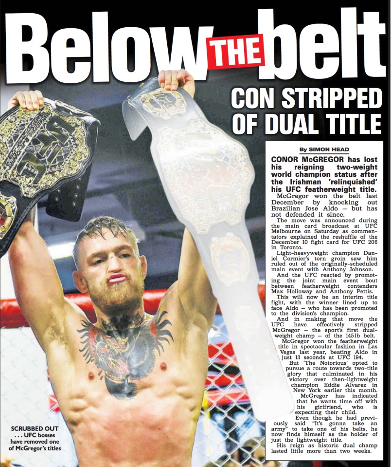 Below the belt: How we reported the news in Monday's edition of The Sun