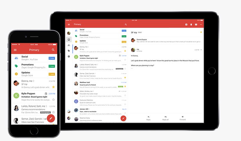 A screenshot of the redesigned Gmail app