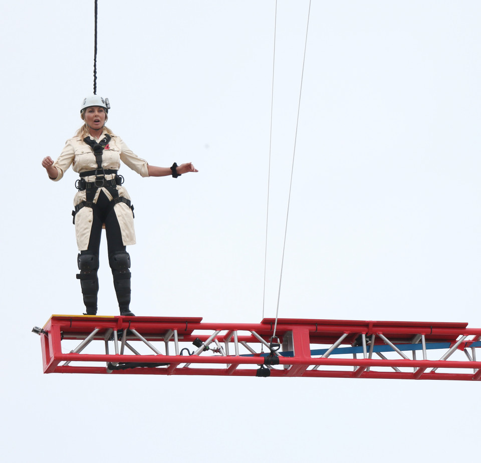 Carol was wearing her poppy during the Walk The Plank task