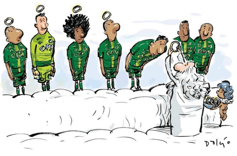  Chapecoense posted a pictured on their Facebook page of their players receiving halos in heaven - the caption said: 'They didn't tire of going up, and they arrived in heaven'