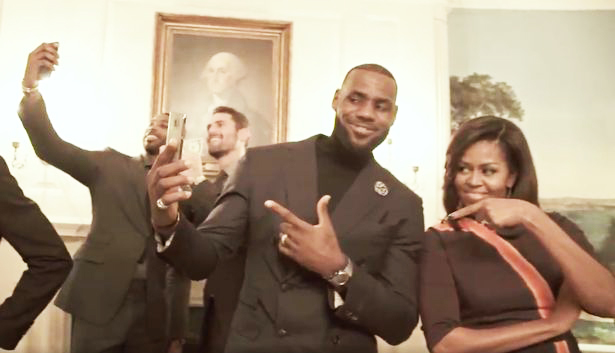 LeBron James posed alongside Michelle Obama during their attempt