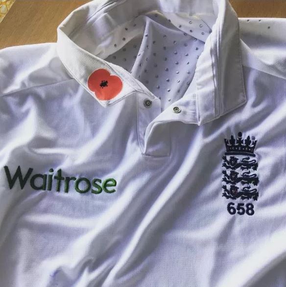  England cricketers had the poppy stitched onto the collars of their shirts