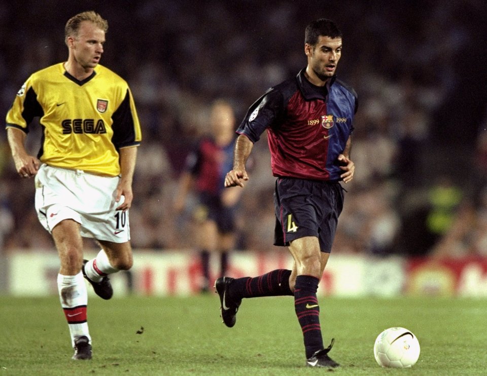 29 Sep 1999: Josep Guardiola of Barcelona in action during the European Champions League Group match against Arsenal at the Nou Camp Stadium, Barcelona, Spain. The match ended 1-1. Mandatory Credit: Stu Forster /Allsport