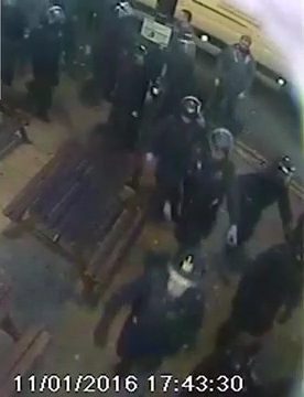  CCTV footage shows the moment more than 50 riot cops came charging into the London kebab shop