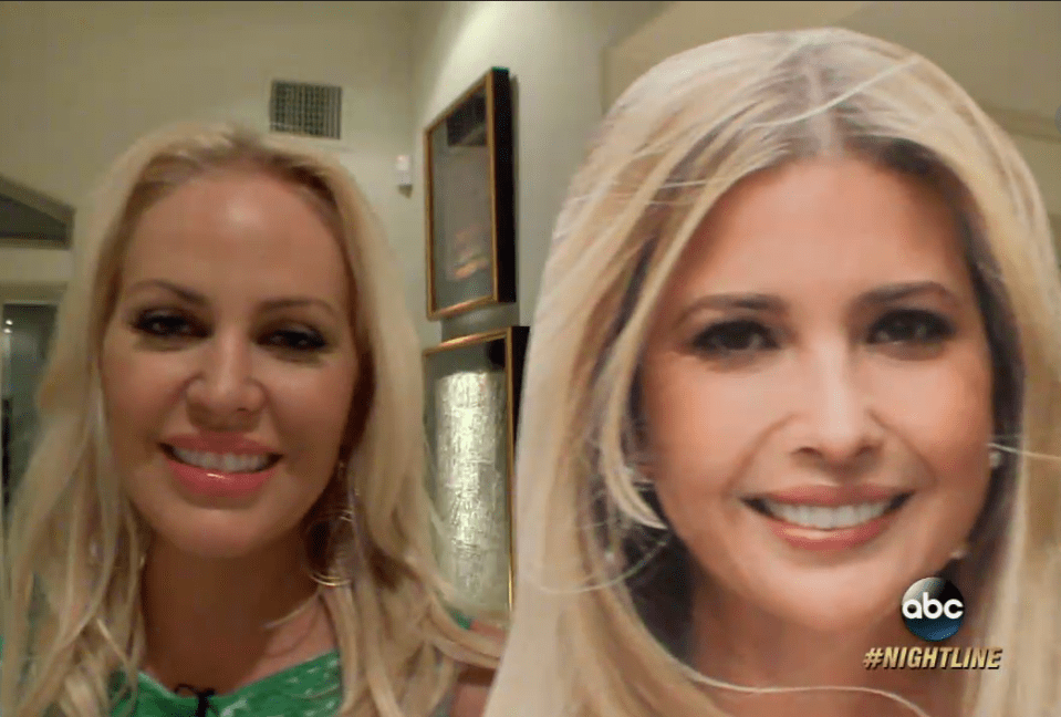  Here Jenny is pictured after her surgery - next to a life-size cut out of Ivanka