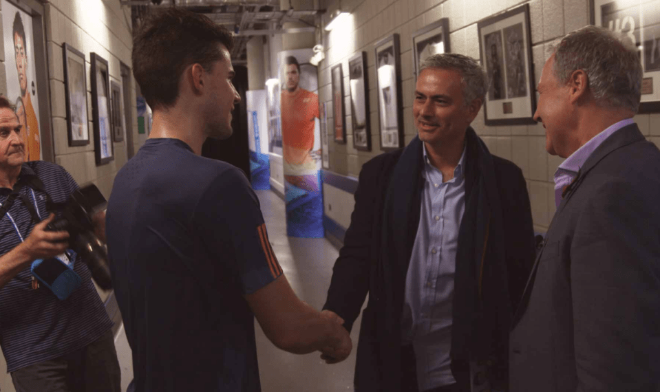 Jose Mourinho met tennis ace Dominic Thiem at the O2 on Sunday