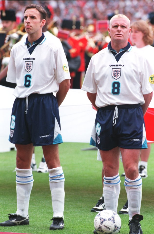 Gareth Southgate and Gazza line up before Switzerland opener at Euro 96