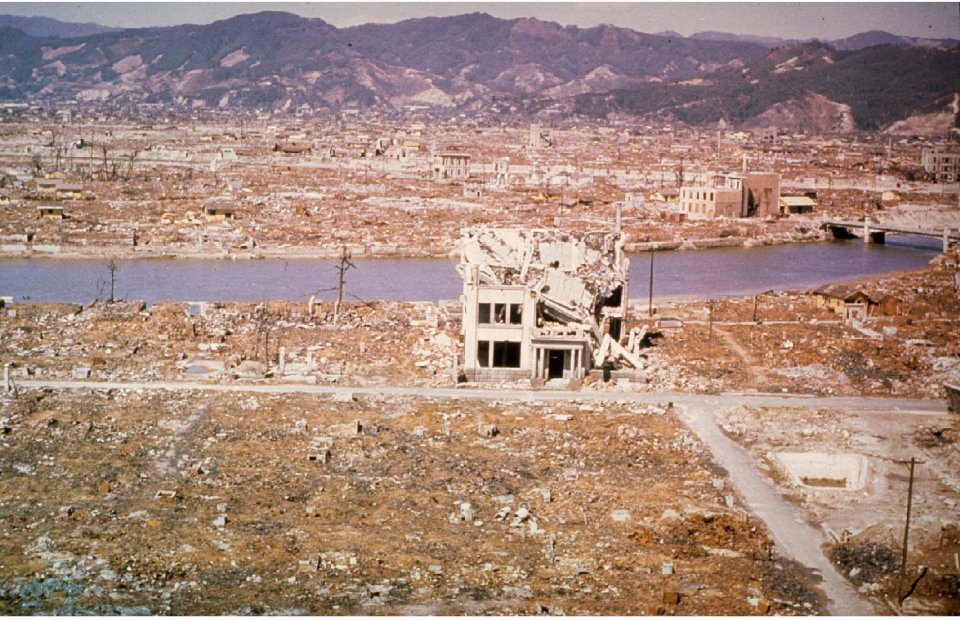  General view of the city of Hiroshima showing damage wrought by the atomic bomb