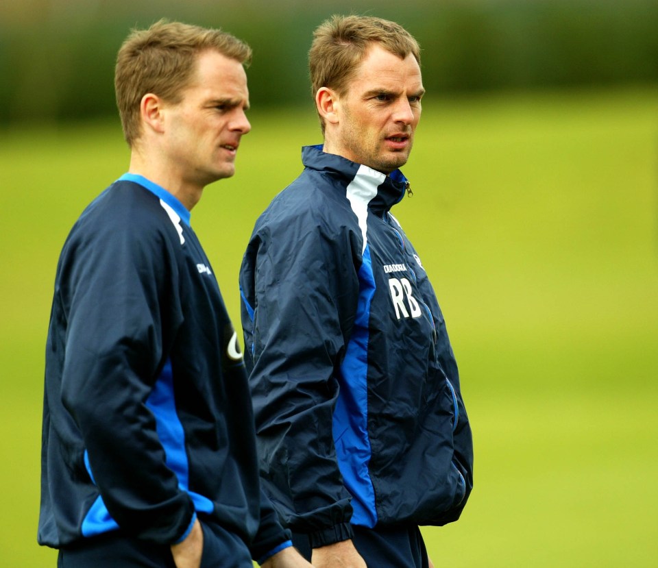 18.03.2004: RANGERS TRAINING. RONALD AND FRANK DE BOER. PIC BY KENNY RAMSAY