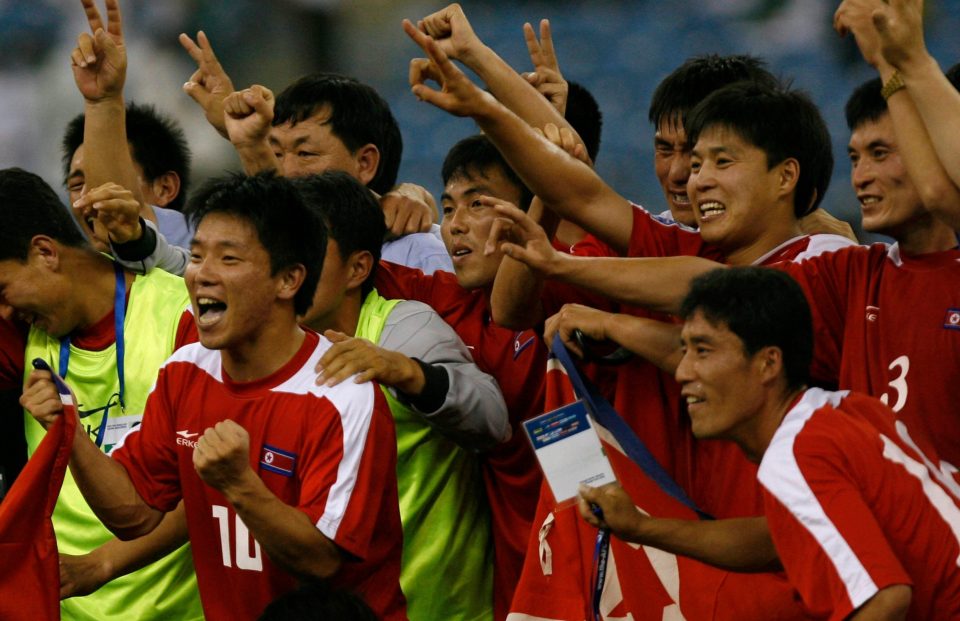  North Korea celebrate after qualifying for the 2010 World Cup finals