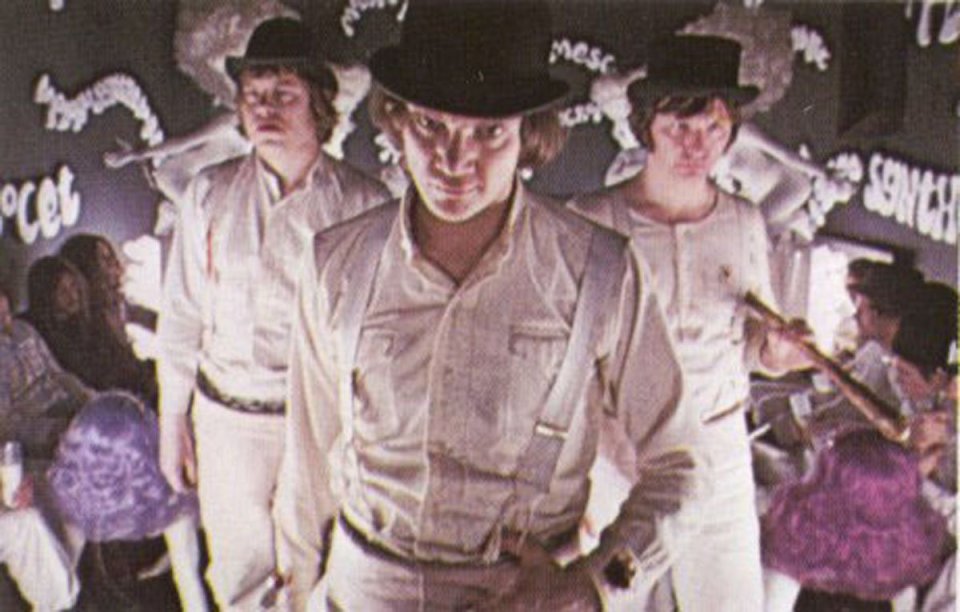 The droogs in Stanley Kubrick’s creepy, A Clockwork Orange