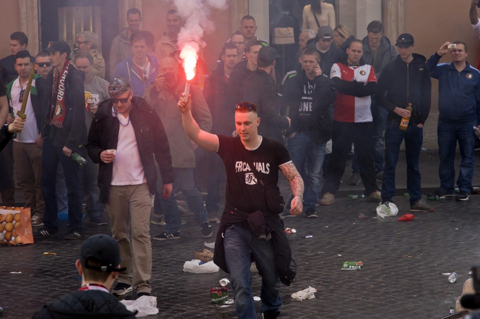 Feyenoord fans ran amok away to Roma last year