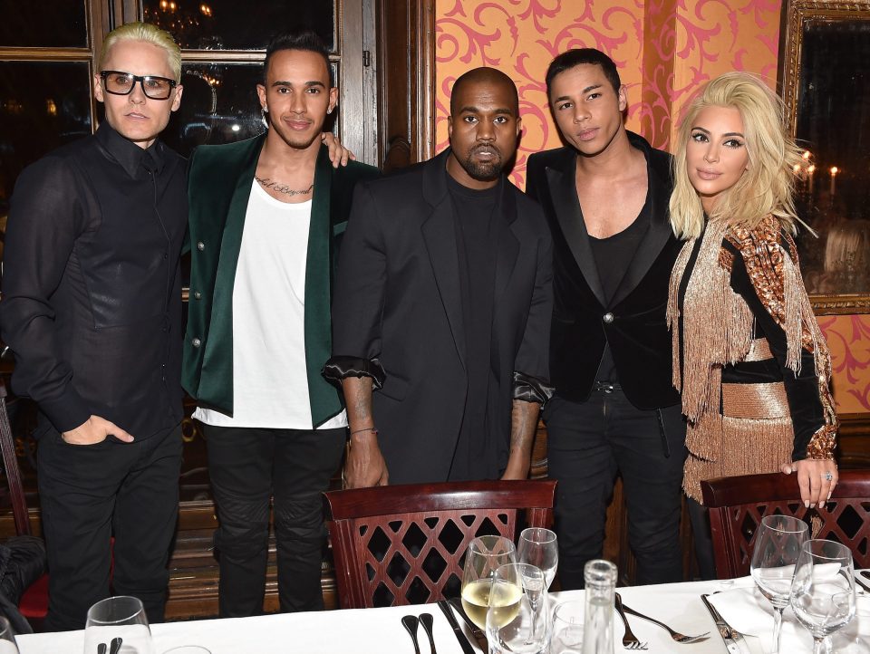  Lewis Hamilton, seen with Jared Leto, Kanye West, Olivier Rousteing and Kim Kardashian, has lifted the lid on pep talk he had with rapper