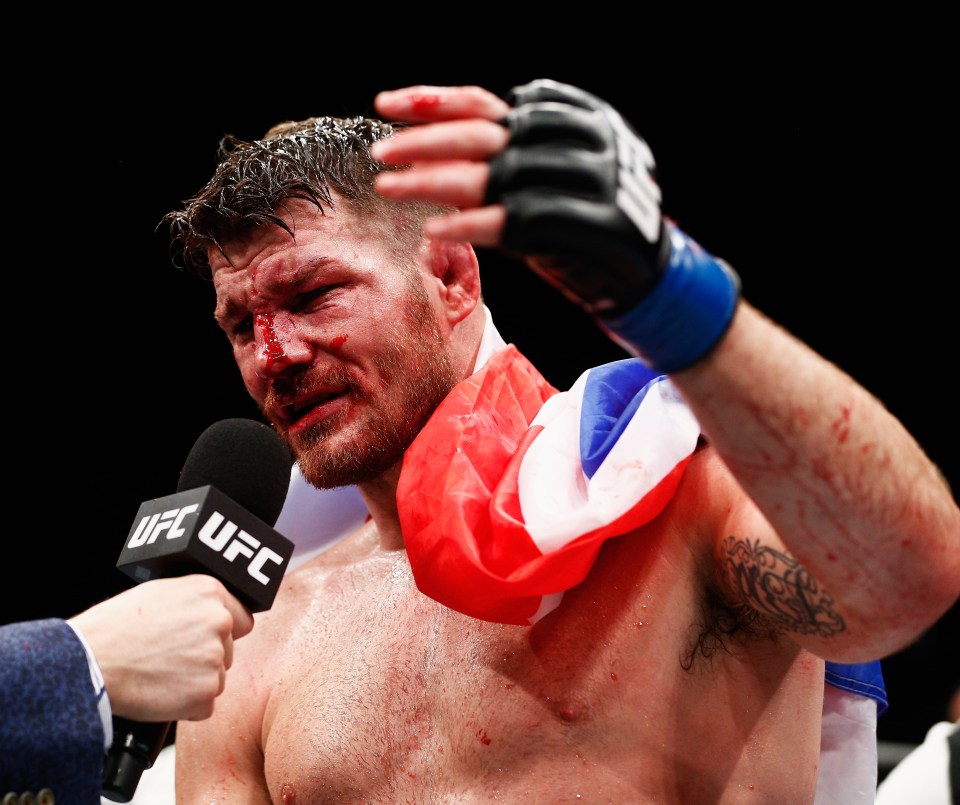  A bloody, battered and bruised Michael Bisping speaks after triumphing in his return to London in February