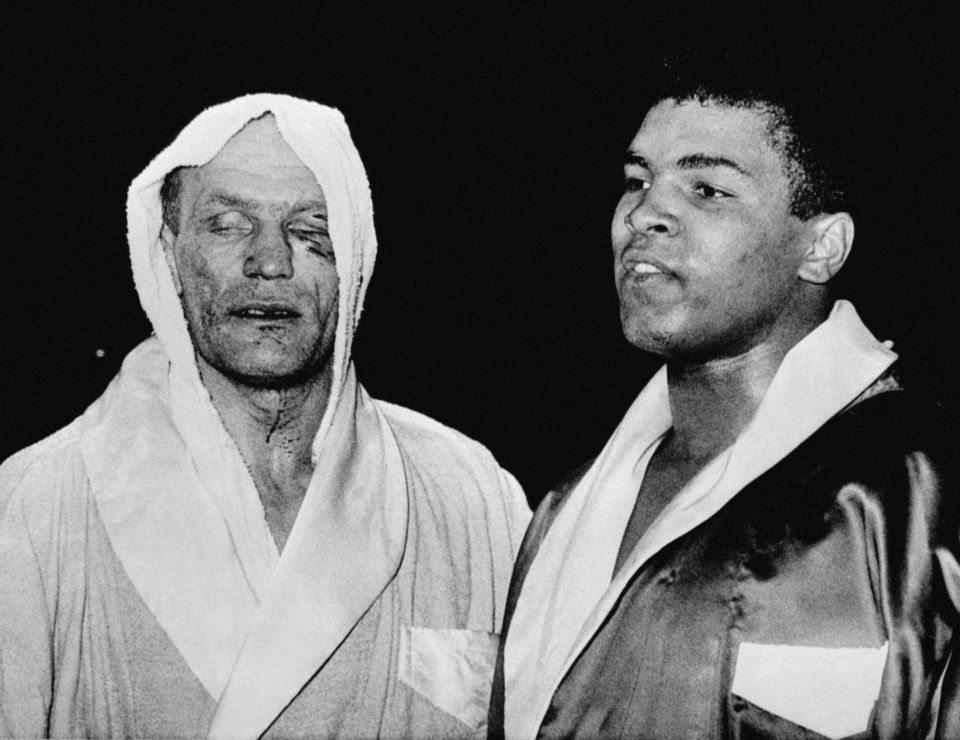 File photo dated 18-06-1963 of Cassius Clay (left) and Henry Cooper after their fight at Wembley London. Clay won after stopping Cooper in the fifth round despite being floored by the British champion in the fourth. PRESS ASSOCIATION Photo. Issue date: Saturday June 4, 2016. Muhammad Ali - 'The Greatest' - has died aged 74. See PA story BOXING Ali. Photo credit should read PA/PA Wire.