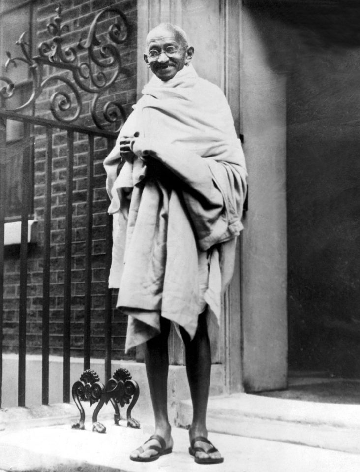  Hero . . . Mahatma Gandi famously walked barefoot but wore sandals on the cold London streets